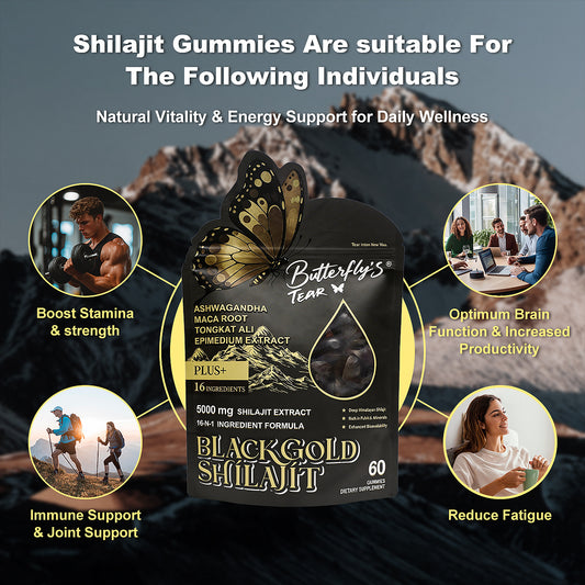 BUTTERFLY'S TEAR Shilajit Gummies 60 Count