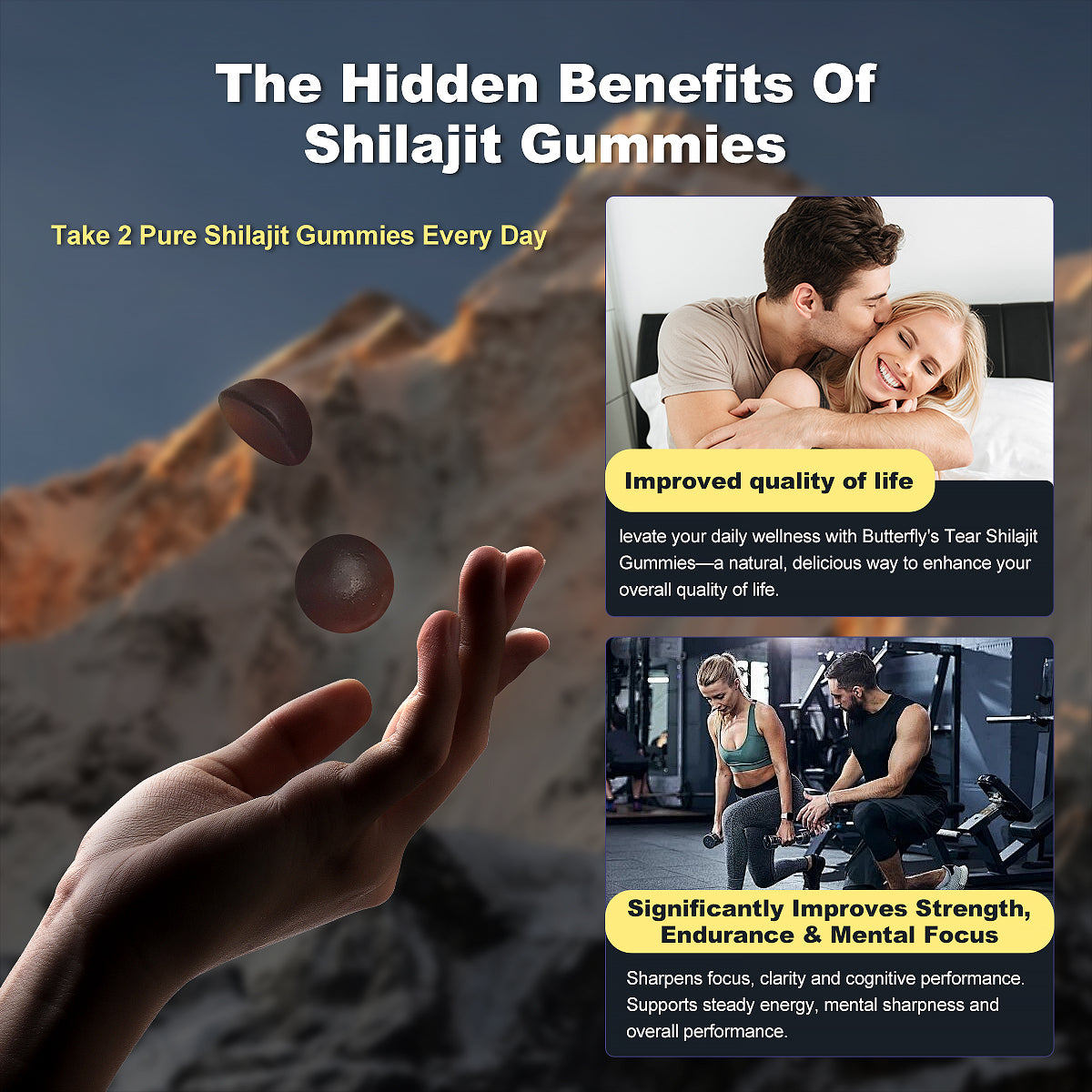 BUTTERFLY'S TEAR Shilajit Gummies 60 Count
