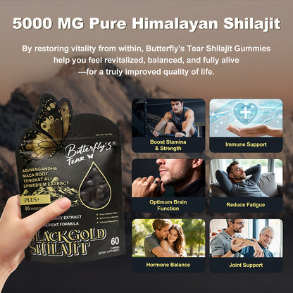 BUTTERFLY'S TEAR Shilajit Gummies 60 Count